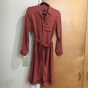 Ann Taylor XSP burnt orange tie dress long sleeve